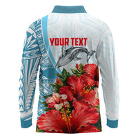 Personalized American Samoa Masefau Long Sleeve Polo Shirt Hibiscus Tropical Floral Whale Polynesian Tribal Pattern