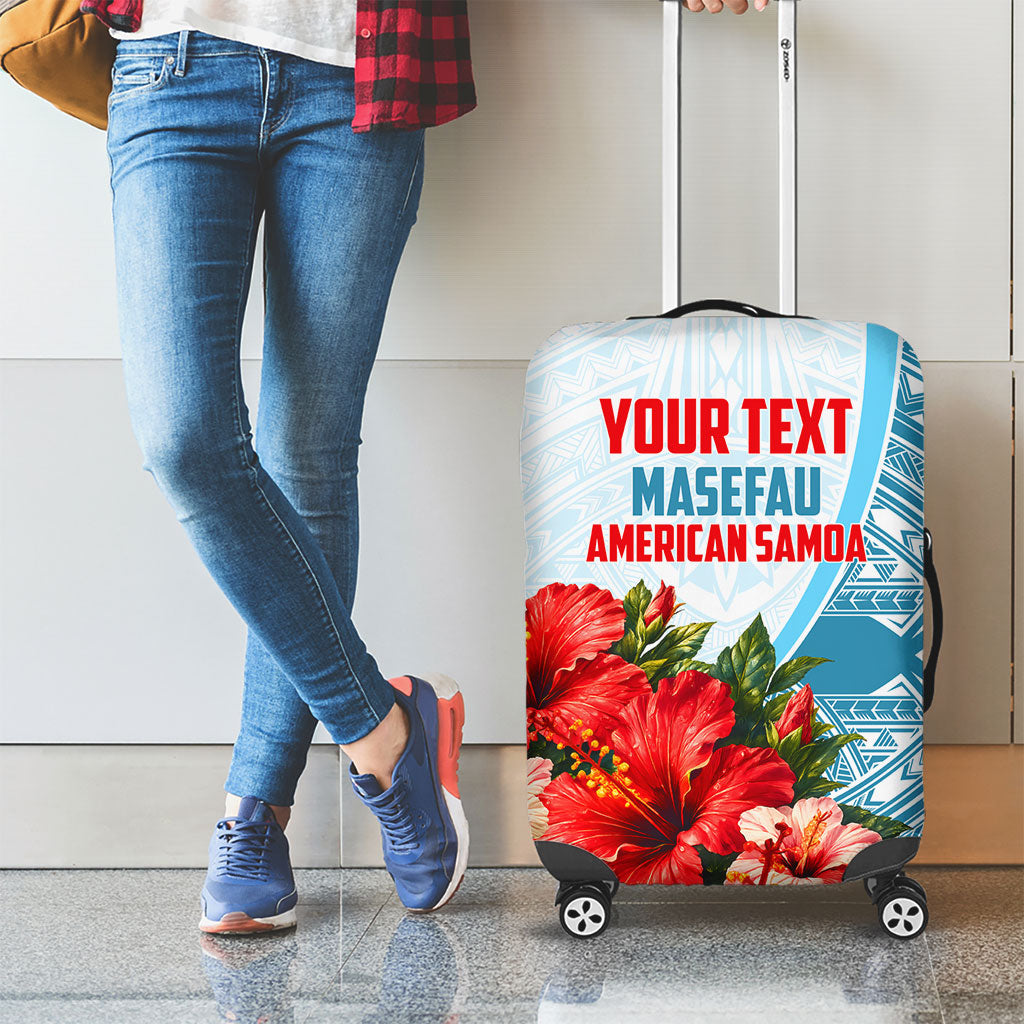 Personalized American Samoa Masefau Luggage Cover Hibiscus Tropical Floral Whale Polynesian Tribal Pattern