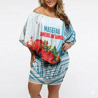 Personalized American Samoa Masefau Off Shoulder Short Dress Hibiscus Tropical Floral Whale Polynesian Tribal Pattern