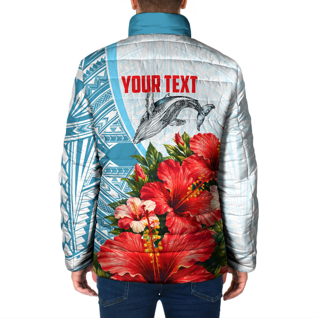 Personalized American Samoa Masefau Padded Jacket Hibiscus Tropical Floral Whale Polynesian Tribal Pattern