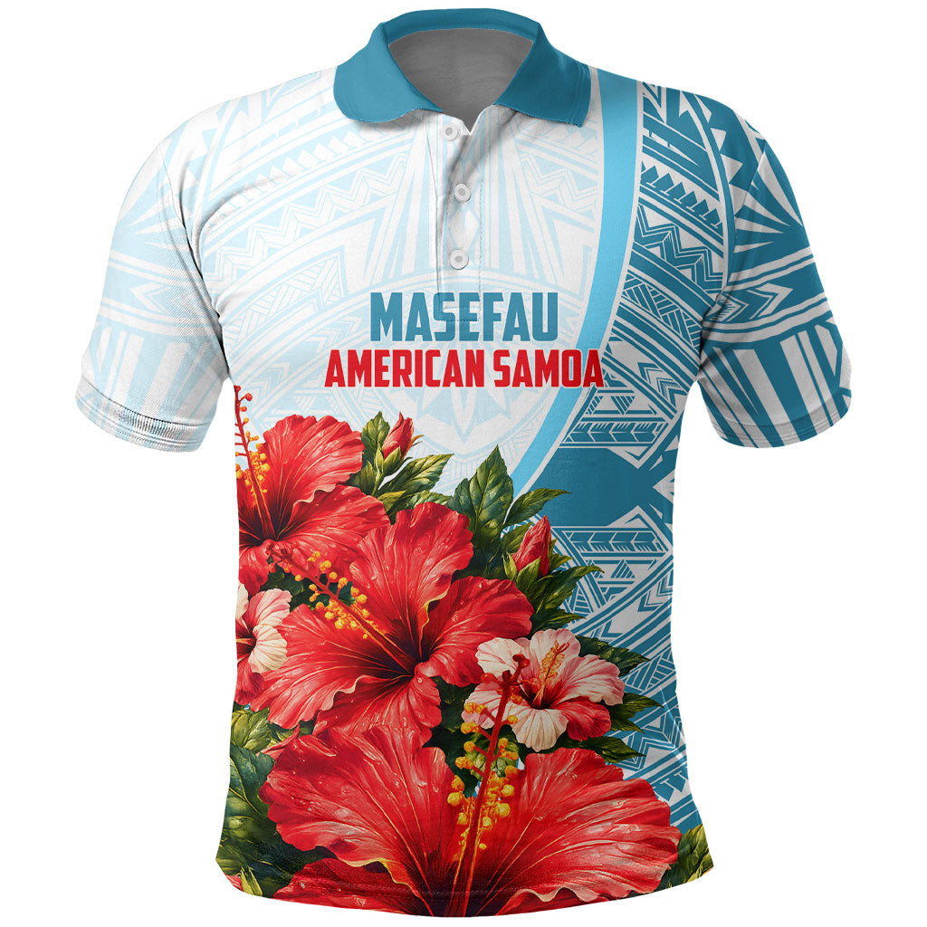 Personalized American Samoa Masefau Polo Shirt Hibiscus Tropical Floral Whale Polynesian Tribal Pattern