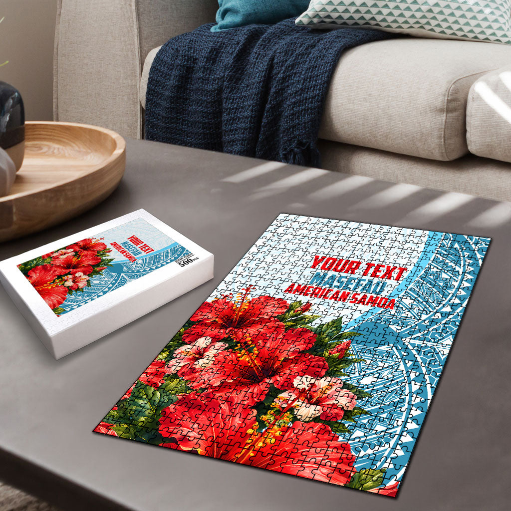 Personalized American Samoa Masefau Puzzle Hibiscus Tropical Floral Whale Polynesian Tribal Pattern