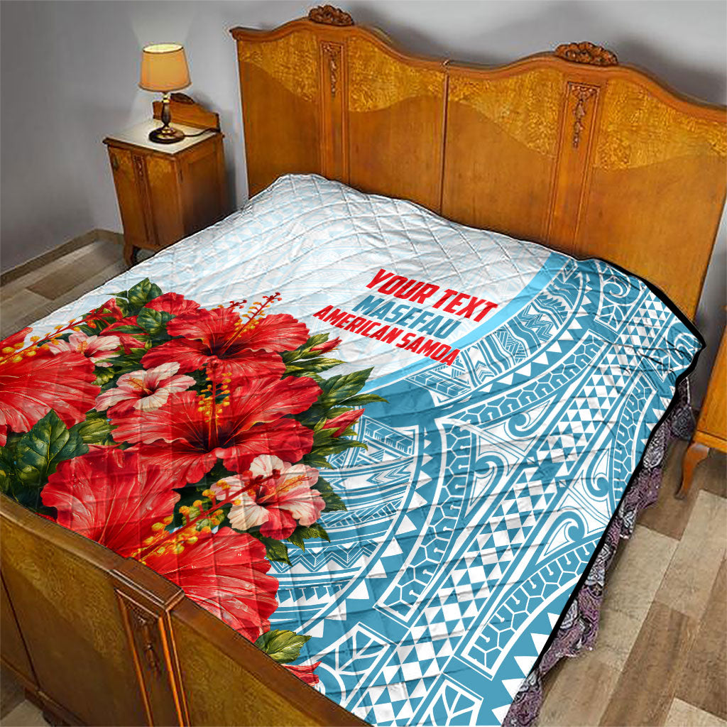 Personalized American Samoa Masefau Quilt Hibiscus Tropical Floral Whale Polynesian Tribal Pattern