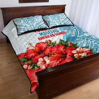 Personalized American Samoa Masefau Quilt Bed Set Hibiscus Tropical Floral Whale Polynesian Tribal Pattern