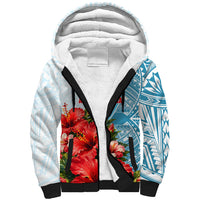 Personalized American Samoa Masefau Sherpa Hoodie Hibiscus Tropical Floral Whale Polynesian Tribal Pattern