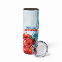 Personalized American Samoa Masefau Skinny Tumbler Hibiscus Tropical Floral Whale Polynesian Tribal Pattern