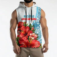 Personalized American Samoa Masefau Sleeveless Hoodie Hibiscus Tropical Floral Whale Polynesian Tribal Pattern