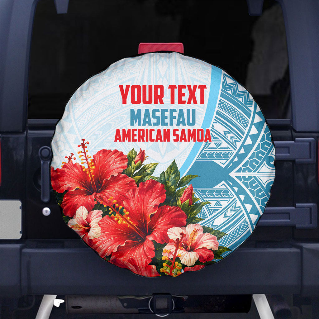 Personalized American Samoa Masefau Spare Tire Cover Hibiscus Tropical Floral Whale Polynesian Tribal Pattern