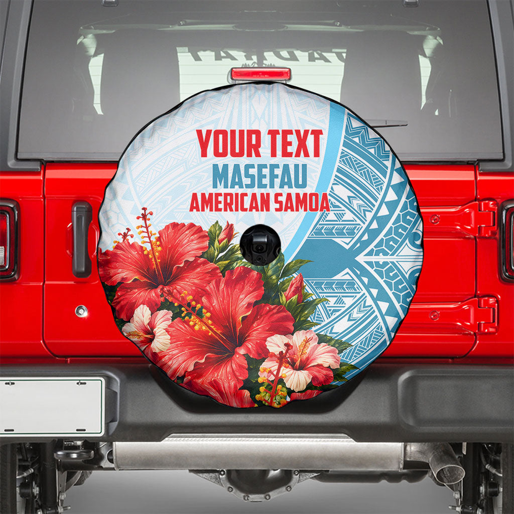 Personalized American Samoa Masefau Spare Tire Cover Hibiscus Tropical Floral Whale Polynesian Tribal Pattern