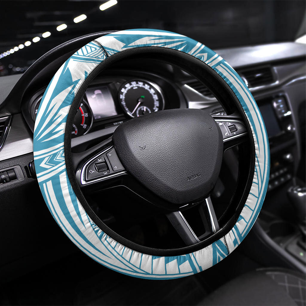 American Samoa Masefau Steering Wheel Cover Hibiscus Tropical Floral Whale Polynesian Tribal Pattern