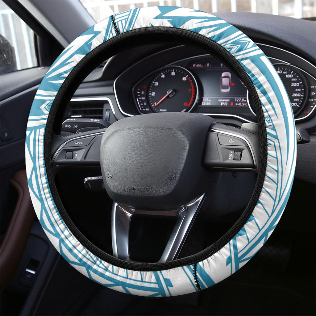 American Samoa Masefau Steering Wheel Cover Hibiscus Tropical Floral Whale Polynesian Tribal Pattern
