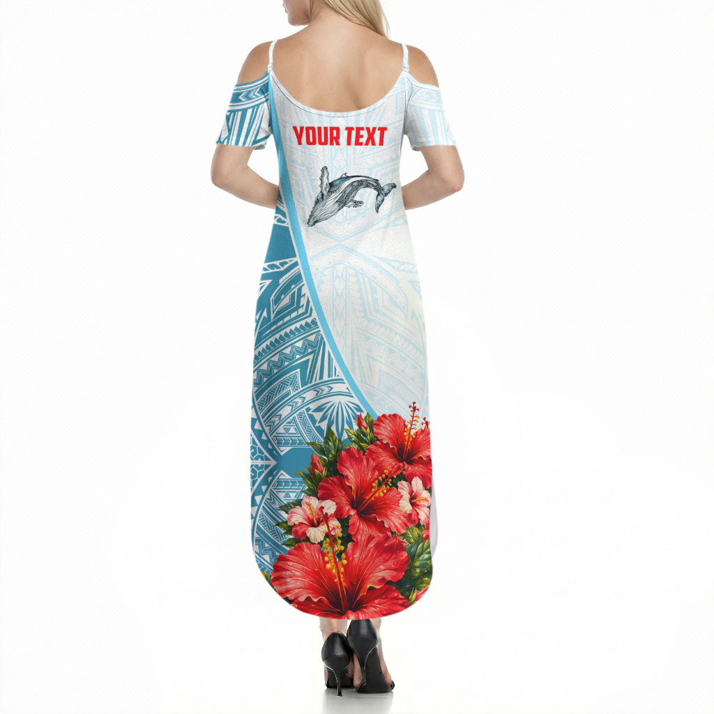 Personalized American Samoa Masefau Summer Maxi Dress Hibiscus Tropical Floral Whale Polynesian Tribal Pattern