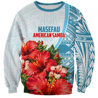 Personalized American Samoa Masefau Sweatshirt Hibiscus Tropical Floral Whale Polynesian Tribal Pattern