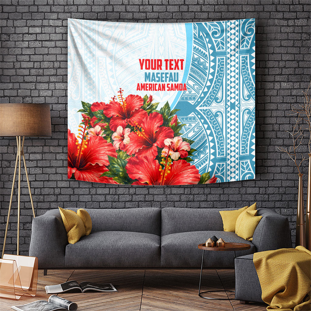 Personalized American Samoa Masefau Tapestry Hibiscus Tropical Floral Whale Polynesian Tribal Pattern