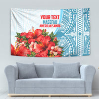 Personalized American Samoa Masefau Tapestry Hibiscus Tropical Floral Whale Polynesian Tribal Pattern