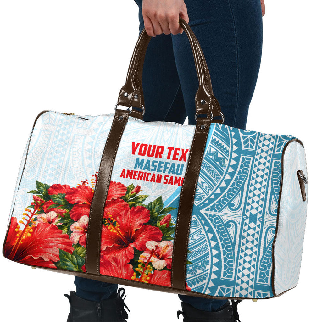 Personalized American Samoa Masefau Travel Bag Hibiscus Tropical Floral Whale Polynesian Tribal Pattern