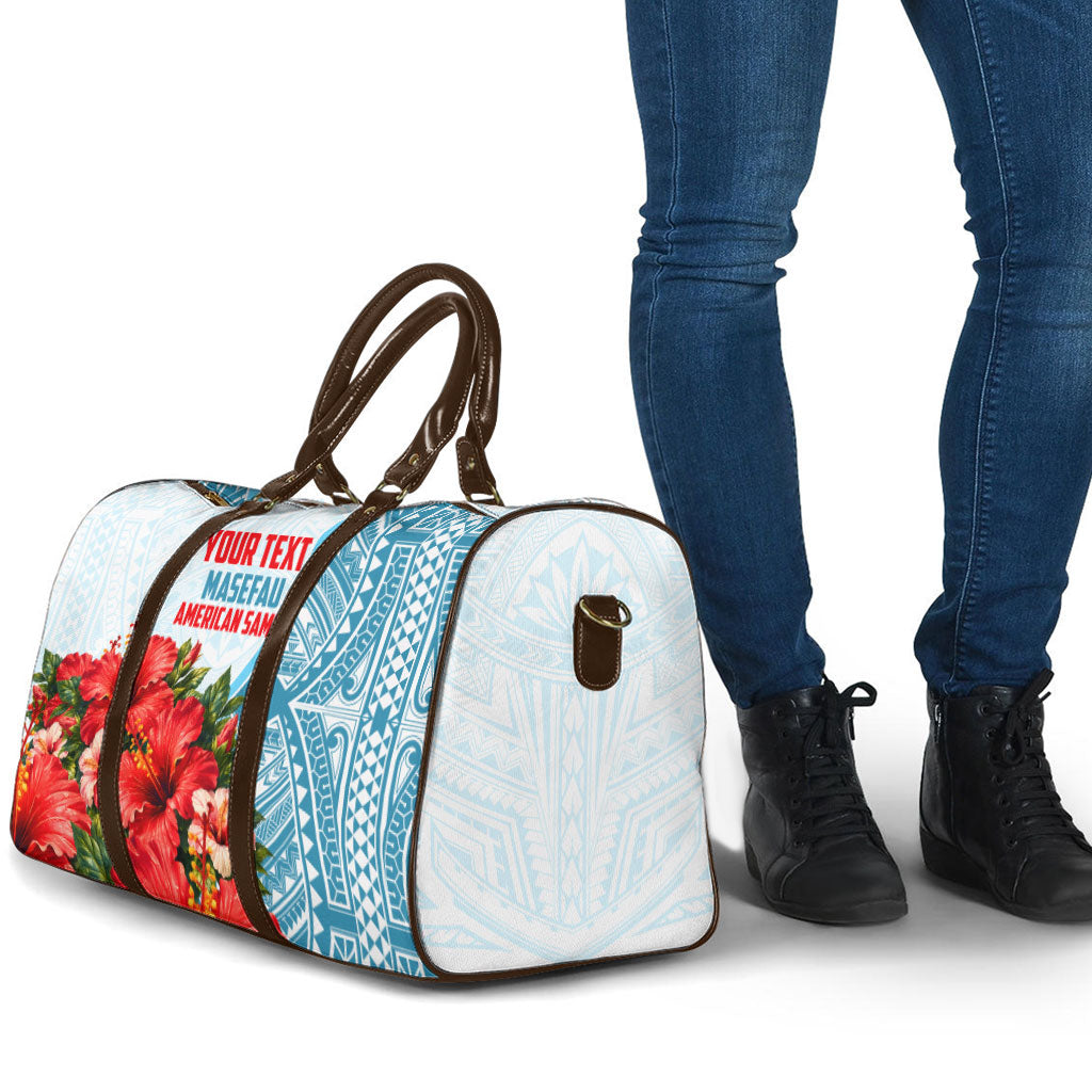 Personalized American Samoa Masefau Travel Bag Hibiscus Tropical Floral Whale Polynesian Tribal Pattern
