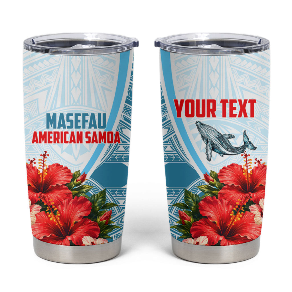 Personalized American Samoa Masefau Tumbler Cup Hibiscus Tropical Floral Whale Polynesian Tribal Pattern