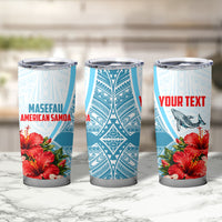 Personalized American Samoa Masefau Tumbler Cup Hibiscus Tropical Floral Whale Polynesian Tribal Pattern