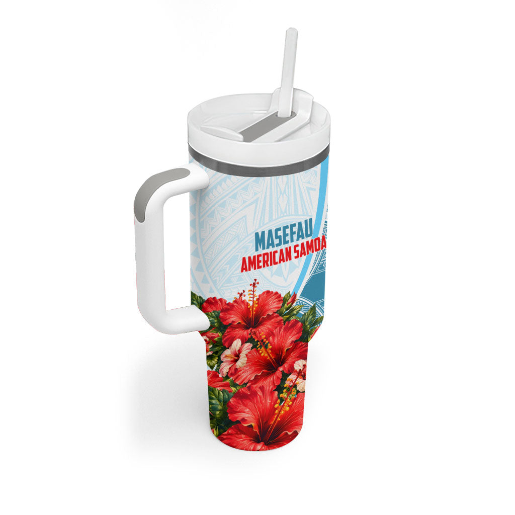 Personalized American Samoa Masefau Tumbler With Handle Hibiscus Tropical Floral Whale Polynesian Tribal Pattern