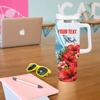 Personalized American Samoa Masefau Tumbler With Handle Hibiscus Tropical Floral Whale Polynesian Tribal Pattern
