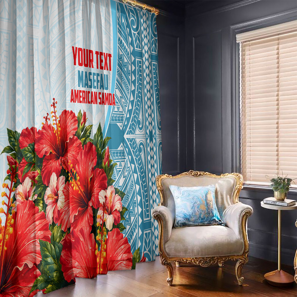 Personalized American Samoa Masefau Window Curtain Hibiscus Tropical Floral Whale Polynesian Tribal Pattern