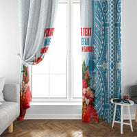 Personalized American Samoa Masefau Window Curtain Hibiscus Tropical Floral Whale Polynesian Tribal Pattern
