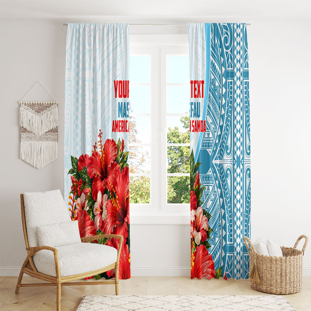 Personalized American Samoa Masefau Window Curtain Hibiscus Tropical Floral Whale Polynesian Tribal Pattern