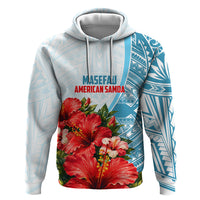 Personalized American Samoa Masefau Zip Hoodie Hibiscus Tropical Floral Whale Polynesian Tribal Pattern