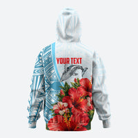 Personalized American Samoa Masefau Zip Hoodie Hibiscus Tropical Floral Whale Polynesian Tribal Pattern