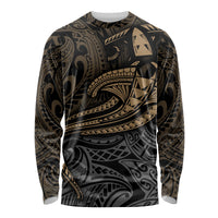 Polynesian Long Sleeve Shirt Hammerhead Shark Tribal Pattern TS04 Unisex Black/Yellow - Polynesian Pride