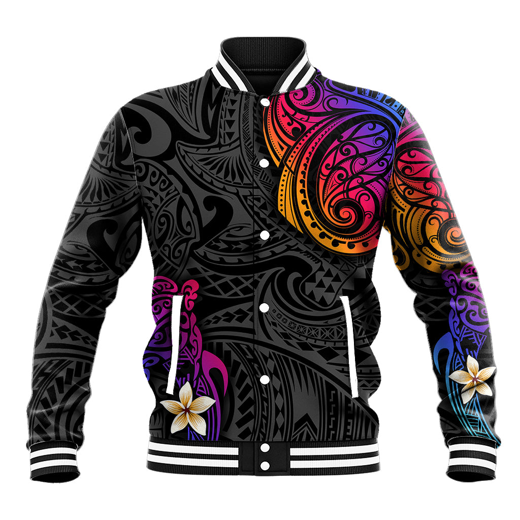 Turtle and Plumeria - Polynesian Baseball Jacket TS04 Unisex Gradient - Polynesian Pride