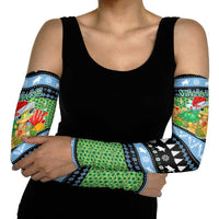 Micronesia Christmas Arm Sleeves with Santa Turtle Coral Reef and Holiday Ocean Pattern - Polynesian Pride