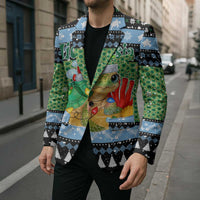 Micronesia Christmas Blazer with Santa Turtle Coral Reef and Holiday Ocean Pattern - Polynesian Pride