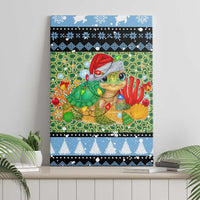 Micronesia Christmas Canvas Wall Art with Santa Turtle Coral Reef and Holiday Ocean Pattern - Polynesian Pride