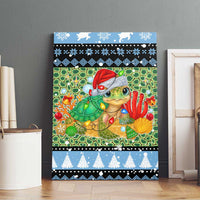 Micronesia Christmas Canvas Wall Art with Santa Turtle Coral Reef and Holiday Ocean Pattern - Polynesian Pride