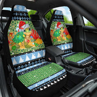 Micronesia Christmas Car Seat Cover with Santa Turtle Coral Reef and Holiday Ocean Pattern - Polynesian Pride