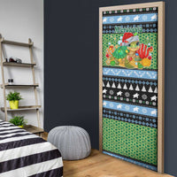 Micronesia Christmas Door Cover with Santa Turtle Coral Reef and Holiday Ocean Pattern - Polynesian Pride
