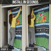 Micronesia Christmas Door Cover with Santa Turtle Coral Reef and Holiday Ocean Pattern - Polynesian Pride