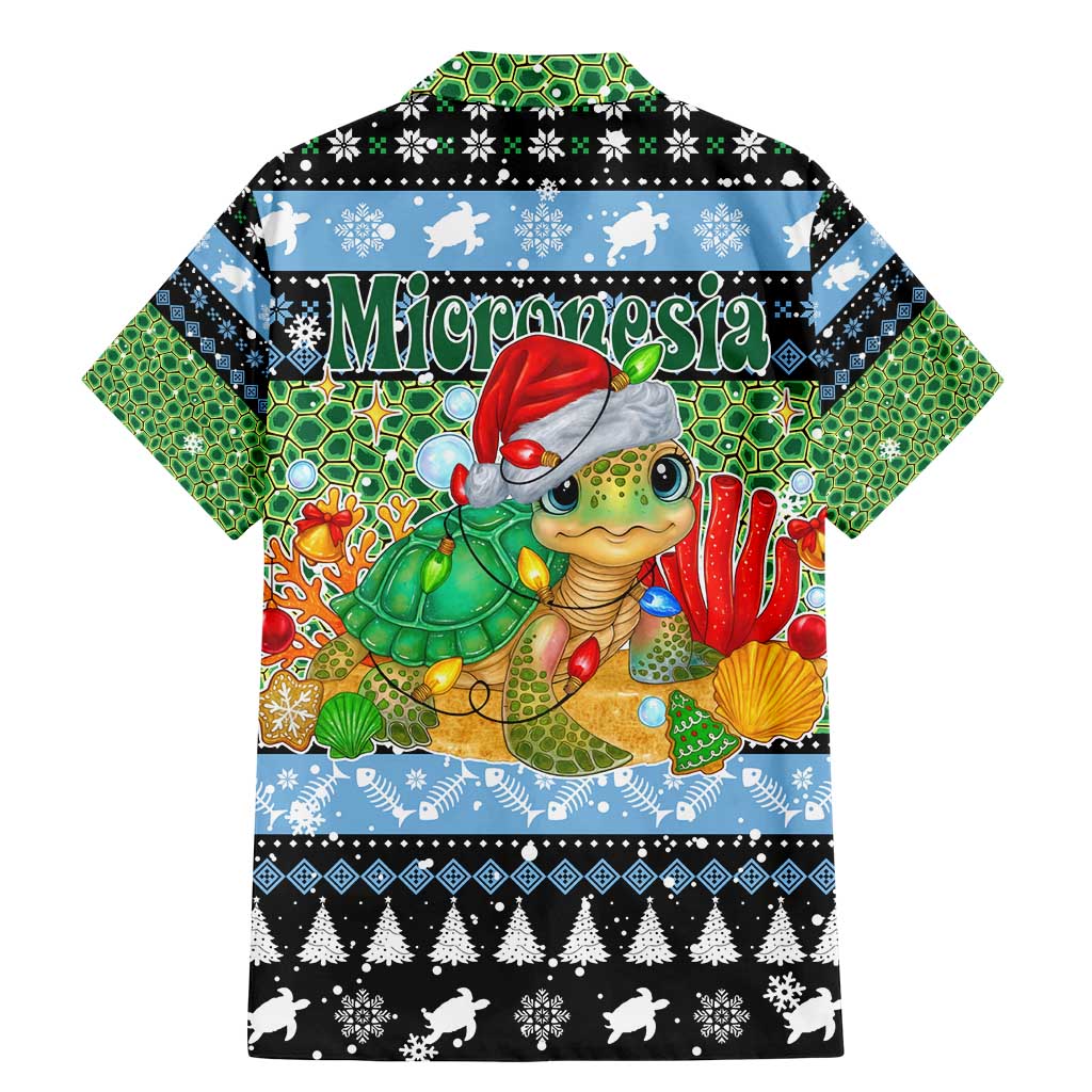 Micronesia Christmas Family Matching Mermaid Dress and Hawaiian Shirt with Santa Turtle Coral Reef and Holiday Ocean Pattern - Polynesian Pride