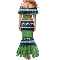 Micronesia Christmas Family Matching Mermaid Dress and Hawaiian Shirt with Santa Turtle Coral Reef and Holiday Ocean Pattern - Polynesian Pride