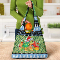 Micronesia Christmas Grocery Bag with Santa Turtle Coral Reef and Holiday Ocean Pattern - Polynesian Pride