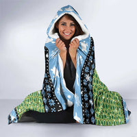 Micronesia Christmas Hooded Blanket with Santa Turtle Coral Reef and Holiday Ocean Pattern - Polynesian Pride
