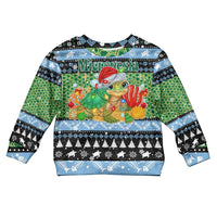 Micronesia Christmas Kid Ugly Christmas Sweater with Santa Turtle Coral Reef and Holiday Ocean Pattern - Polynesian Pride