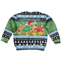 Micronesia Christmas Kid Ugly Christmas Sweater with Santa Turtle Coral Reef and Holiday Ocean Pattern - Polynesian Pride