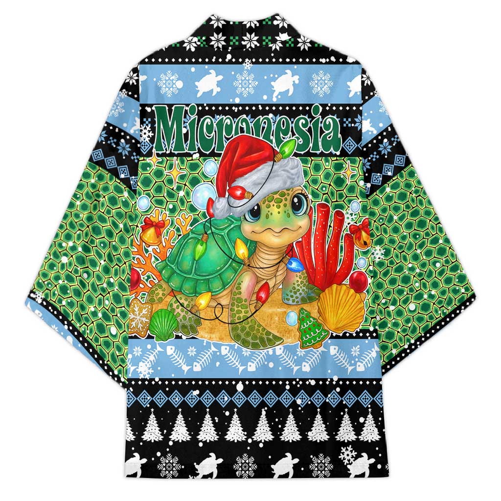 Micronesia Christmas Kimono with Santa Turtle Coral Reef and Holiday Ocean Pattern - Polynesian Pride
