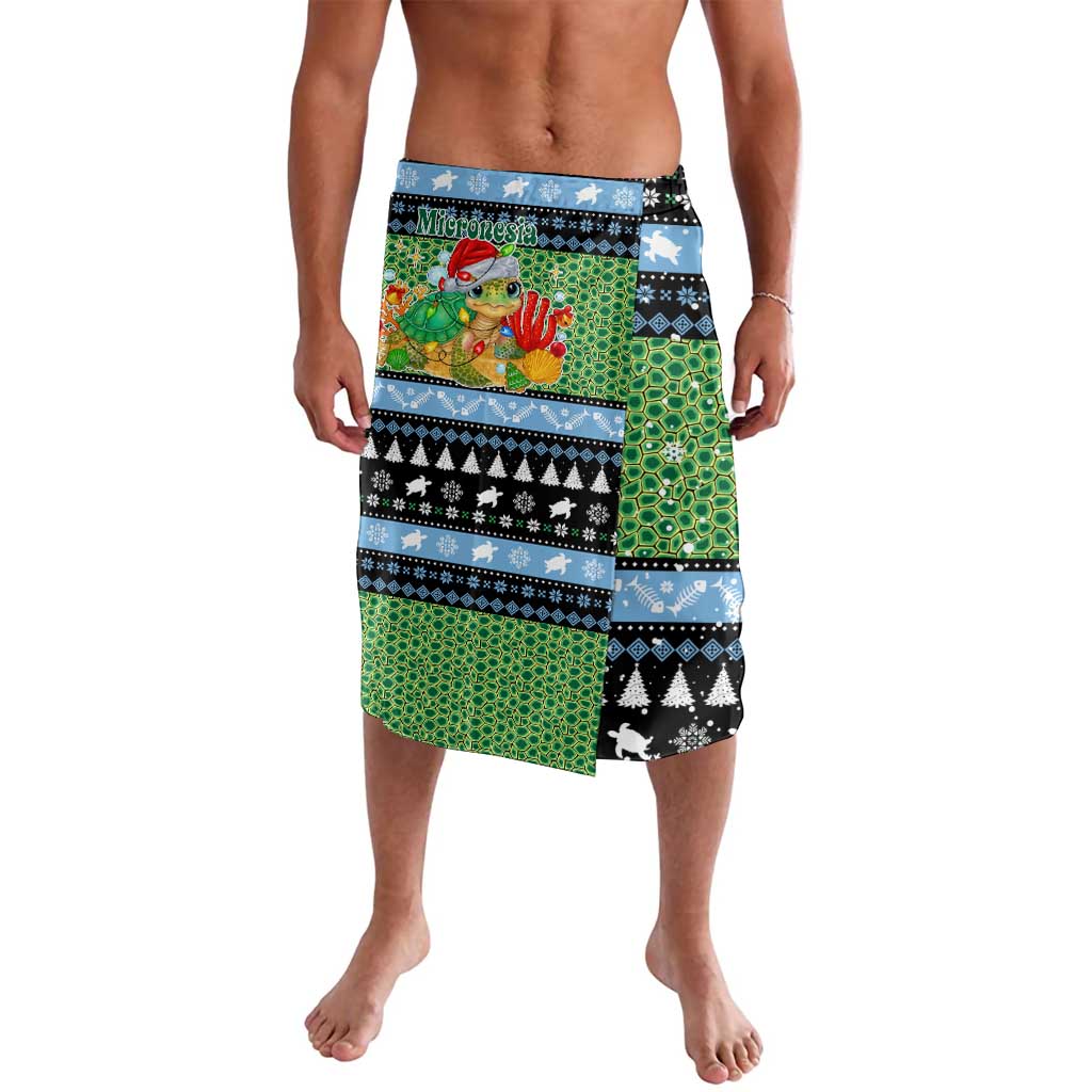 Micronesia Christmas Lavalava with Santa Turtle Coral Reef and Holiday Ocean Pattern - Polynesian Pride