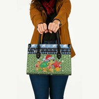 Micronesia Christmas Leather Bag with Santa Turtle Coral Reef and Holiday Ocean Pattern - Polynesian Pride