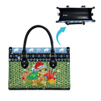 Micronesia Christmas Leather Bag with Santa Turtle Coral Reef and Holiday Ocean Pattern - Polynesian Pride