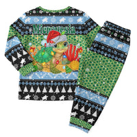 Micronesia Christmas Pajama Set with Santa Turtle Coral Reef and Holiday Ocean Pattern - Polynesian Pride